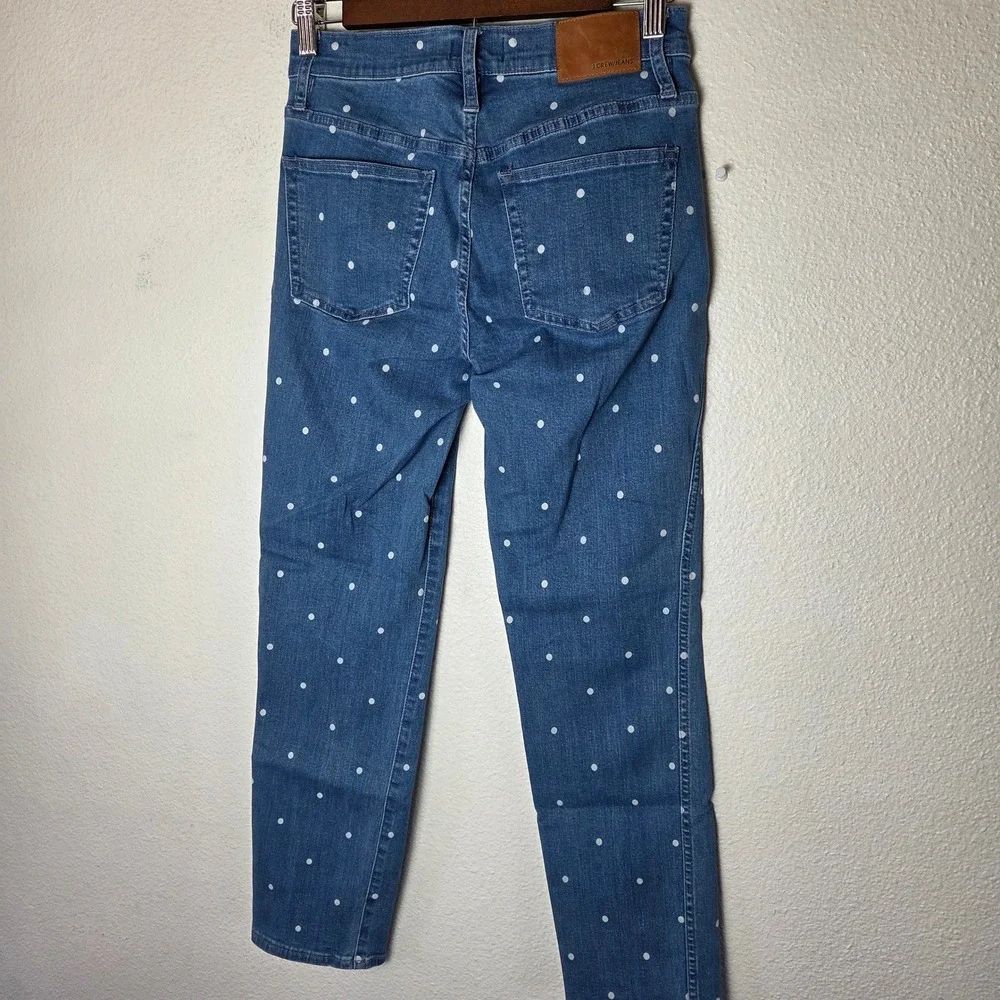 J Crew Vintage Straight‎ Jeans Polka Dot Print Stretch Denim Pants Size 25